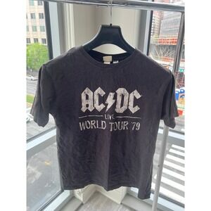 HM AC/DC Live World Tour 79 Highway To Hell Graphic Tee Faded Black Small